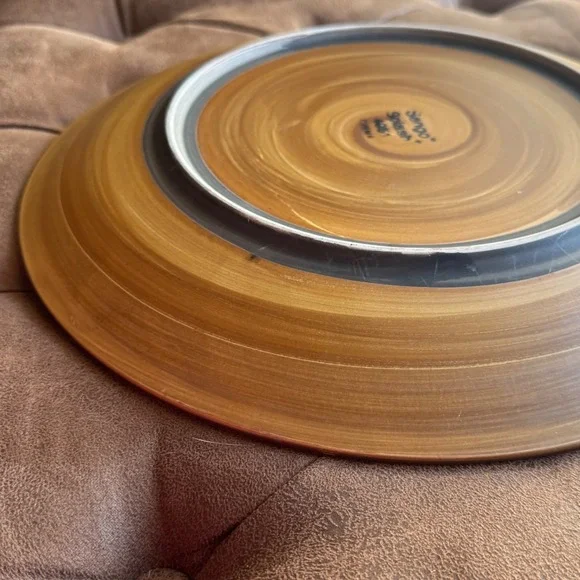 Sango Splash 4951 Serving Chop Plate 12" Brown Drip Glaze Stoneware Discontinued - Picture 5 of 7